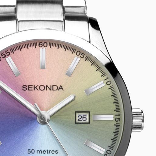 Sekonda Taylor Ladies Watch | Silver Alloy Case & Stainless Steel Bracelet with Rainbow Dial | 40534